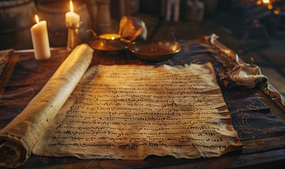 Altes äthiopisches Manuskript in Ge'ez-Schrift als Zeugnis der amharischen Sprachgeschichte