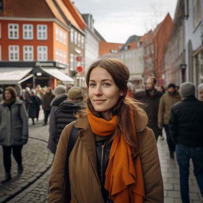 Dänisch lernen - Frau in dänischer Stadt