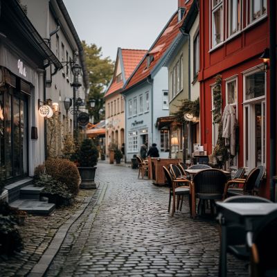 Dänisch lernen - Straße in dänischer Stadt