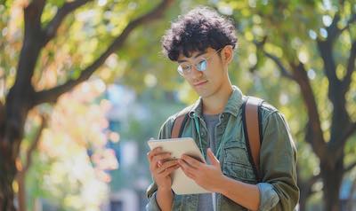 Student lernt eine Sprache während des Studiums