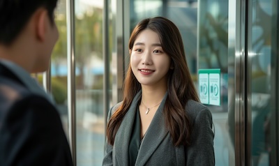 Koreanisch begrüßen Alltag Büro Seoul Höflichkeit