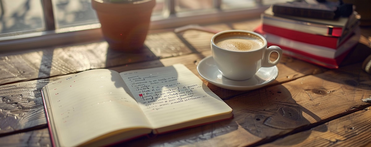 Wichtige polnische Wörter lernen: Grundwortschatz mit Notizbuch und Kaffee