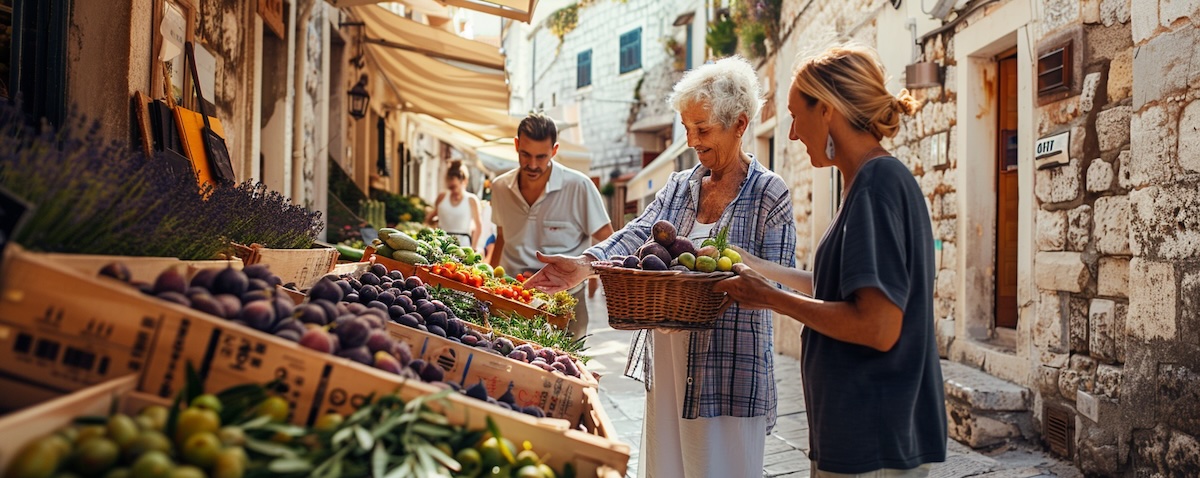 Wichtige Wörter auf Kroatisch – Marktstand-Gespräch in einer kroatischen Küstenstadt