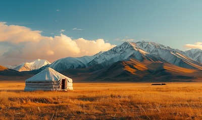 Kasachstan Landschaft Steppe und Jurte