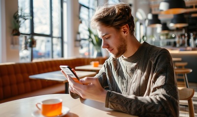 Niederlaendisch lernen mit Babbel App Smartphone Cafe