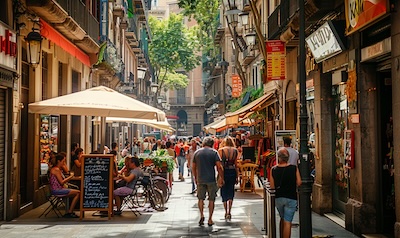 Zweisprachige Schilder Katalanisch Spanisch Barcelona