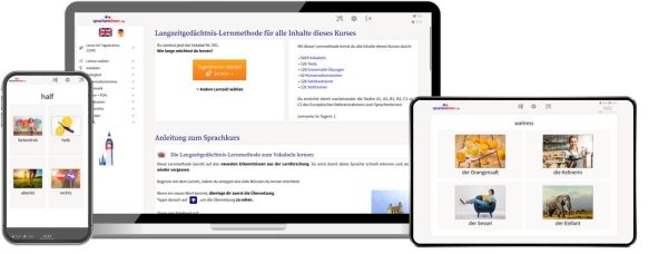 Sprachenlernen24 Verbtrainer und Grammatikübungen – Screenshot Gegenwart Konjugation