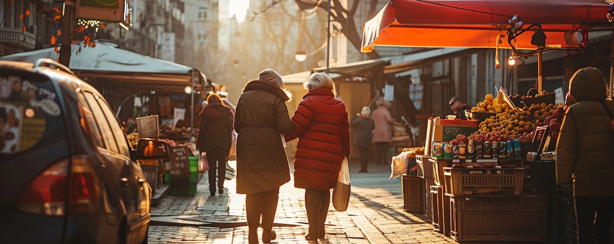 freundliche Begrüßung auf einem Markt in Bulgarien