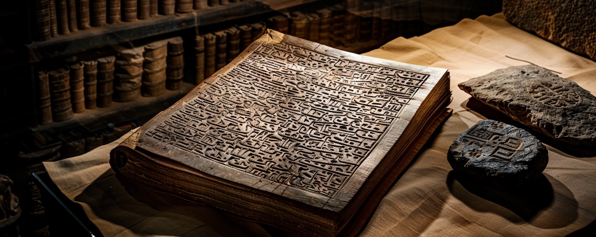 Alte georgische Handschrift und Steininschrift mit historischer Schrift