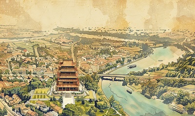 Karte Vietnams mit den drei Dialektregionen Hanoi Hue und Saigon