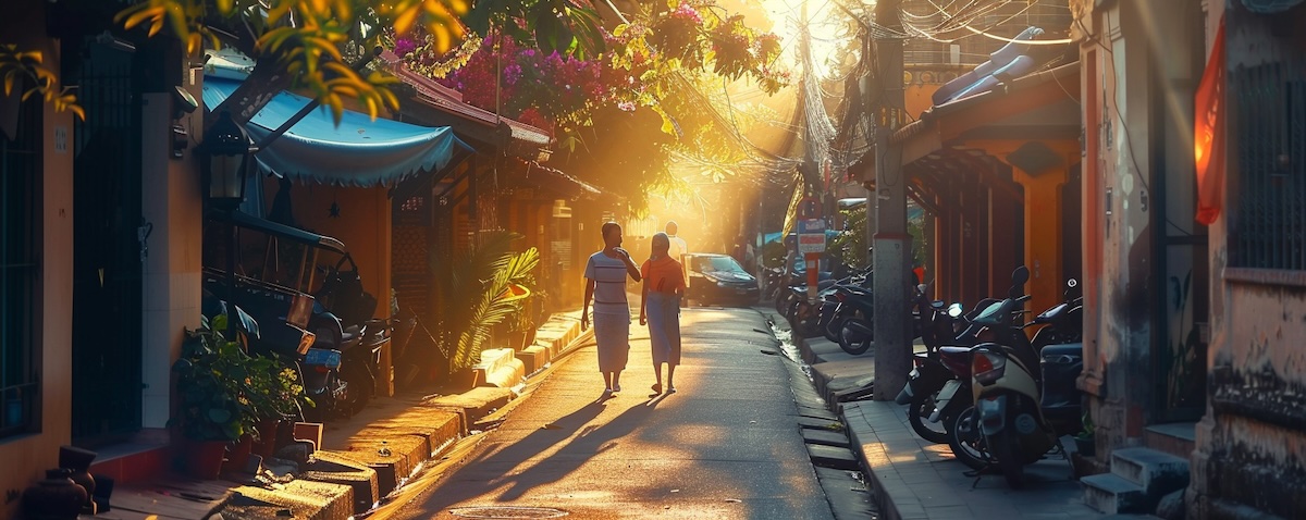 Freundliche Begrüßung auf einer Straße in Indonesien zu indonesischen Floskeln