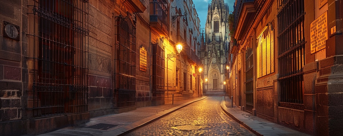 Historische spanische Altstadt als Sinnbild für die Geschichte der spanischen Sprache
