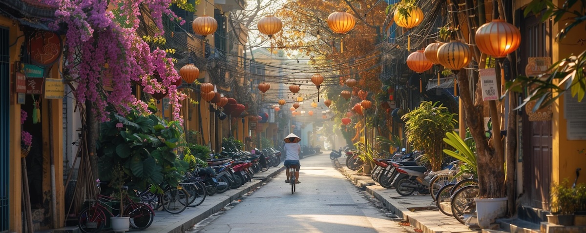 Deutsche Reisende lernt Vietnamesisch in der Altstadt von Hanoi