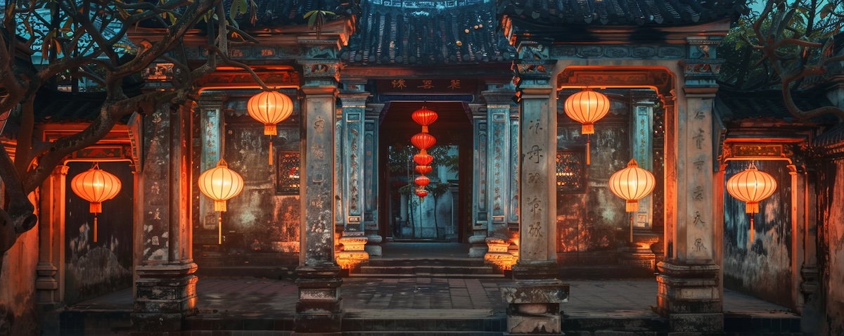Historische vietnamesische Tempelanlage als Sinnbild für die Herkunft der vietnamesischen Sprache