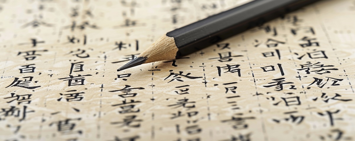 Koreanisches Alphabet Hangul – Übersicht der Buchstaben mit Vokalen und Konsonanten auf Papier
