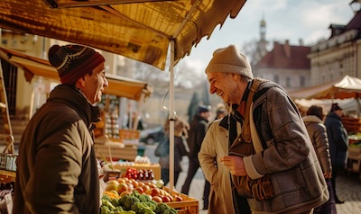 Litauisch im Alltag, Gespraech an einem Marktstand in Litauen