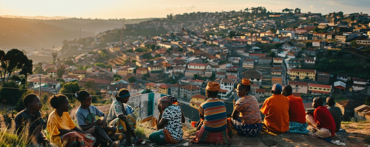 Blick über Antananarivo mit madagassischen Menschen im Vordergrund als Sinnbild für die madagassische Sprache