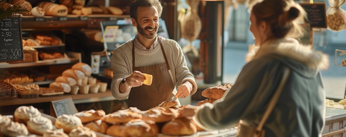 Italienischer Marktstand mit handgeschriebenen Preisschildern in Euro