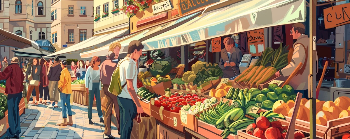 Einkaufen auf einem Markt in Prag: Zahlen auf Tschechisch im Alltag